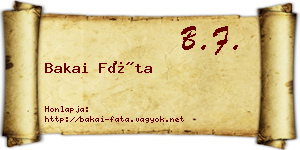 Bakai Fáta névjegykártya